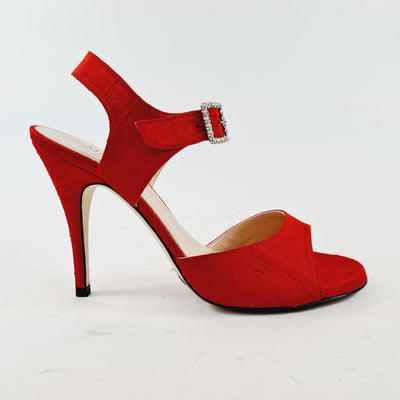 CHER Red Shantung Silk Heel 10