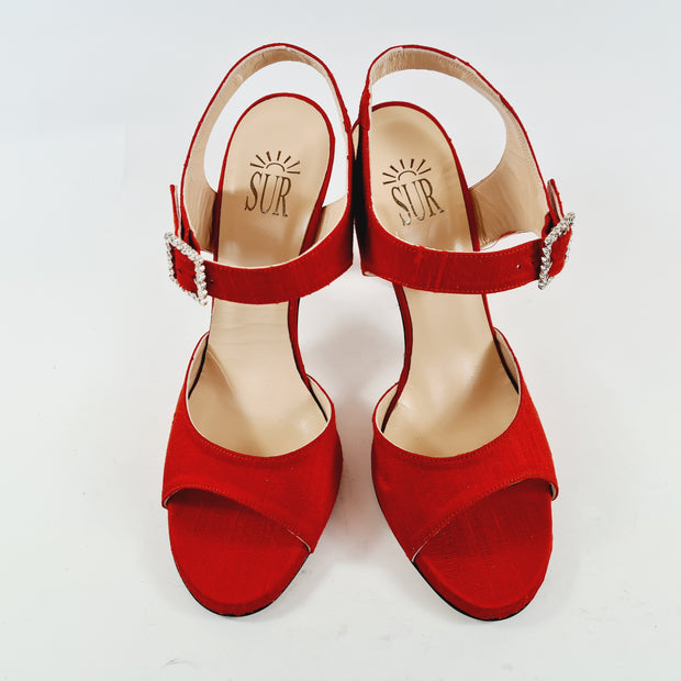 CHER Red Shantung Silk Heel 10