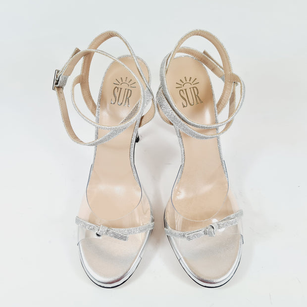 MAGALINA PVC Miniglitter Silver heel 10