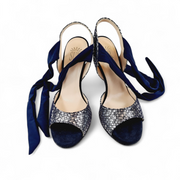 PALOMA  Pelle Blu Argento  tacco 10
