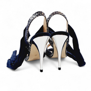 PALOMA  Pelle Blu Argento  tacco 10