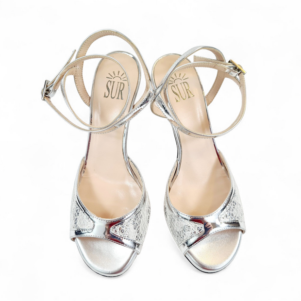 GRACE-TURANDOT Pizzo Glitter - Specchio Argento Tacco 7