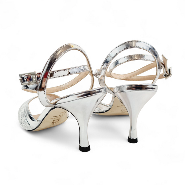 GRACE-TURANDOT Pizzo Glitter - Specchio Argento Tacco 7
