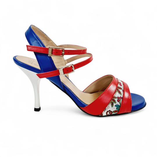 FRIDA-MARISOL Fantasia Blu-Rosso tacco 8