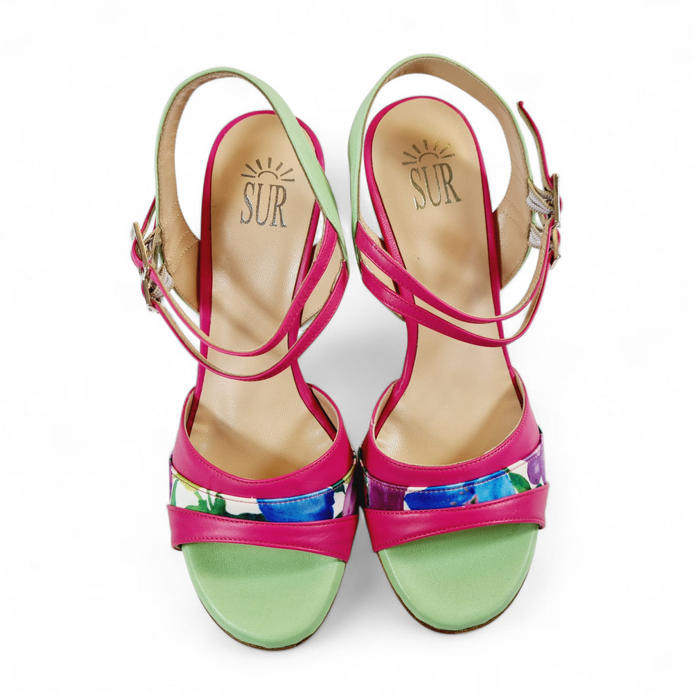 FRIDA-MARISOL Fantasia Verde-Fuxia tacco 8