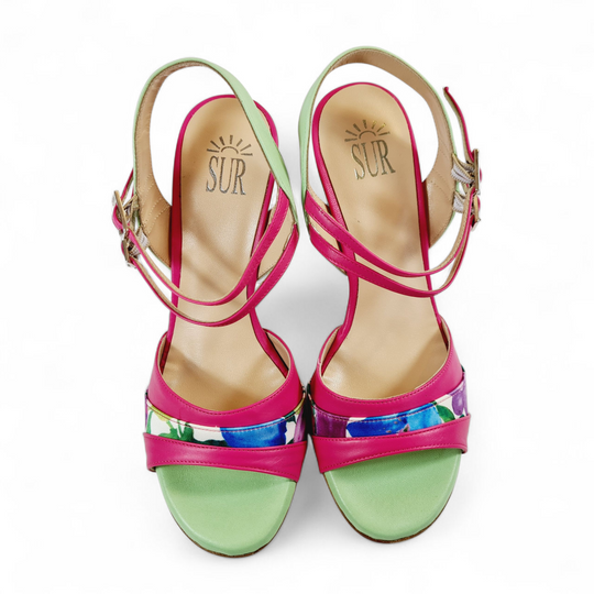 FRIDA-MARISOL Fantasia Verde-Fuxia tacco 8