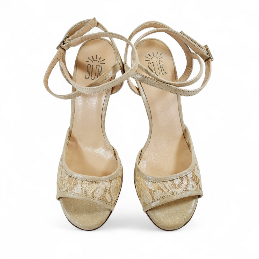 FEMME  Pizzo Perlato Avorio  tacco 8