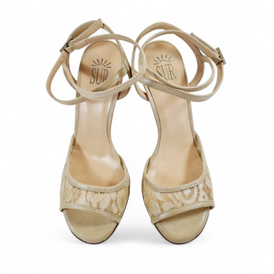 FEMME  Pizzo Perlato Avorio  tacco 8