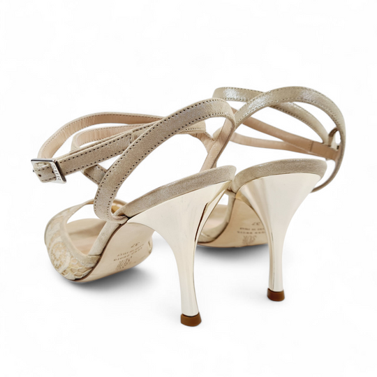 FEMME  Pizzo Perlato Avorio  tacco 8