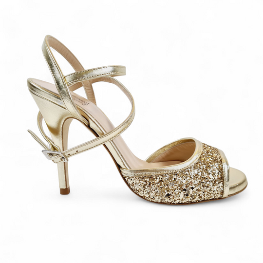 FEMME Glitter Platino - Nappa Laminata Oro tacco 10