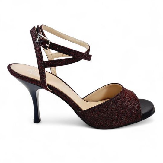 GRACE  Miniglitter Bordò Nero  tacco 8