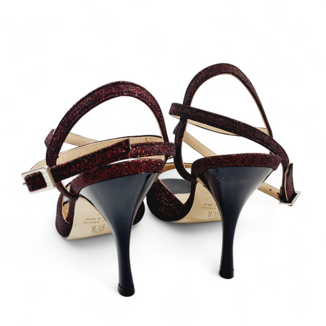 GRACE  Miniglitter Bordò Nero  tacco 8