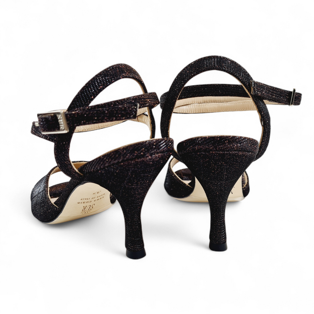 GRACE Lurex Bronzo Scuro-Nero tacco 7