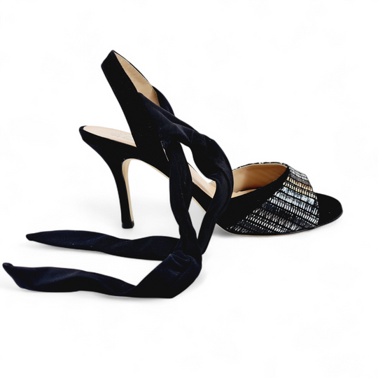 PALOMA-YOANA  Pelle Stampata Nero Argento   tacco 8 BO