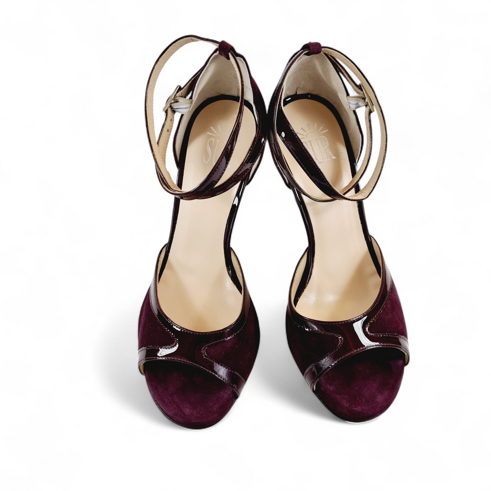 FARAH-TURANDOT   Camoscio-Vernice Prugna tacco 8