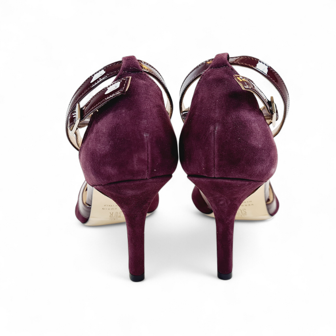 FARAH-TURANDOT   Camoscio-Vernice Prugna tacco 8