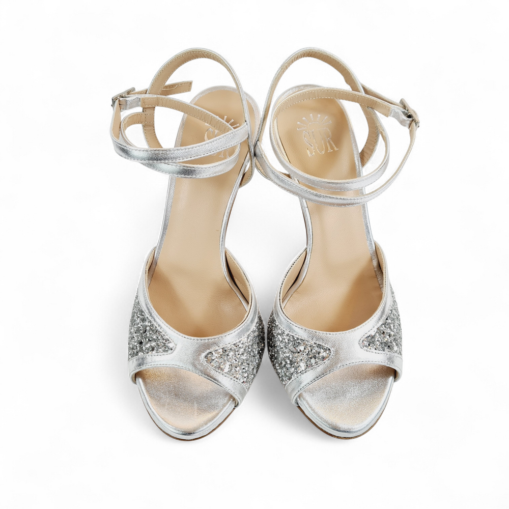 GRACE-TURANDOT Glitter Argento  tacco 8 BO