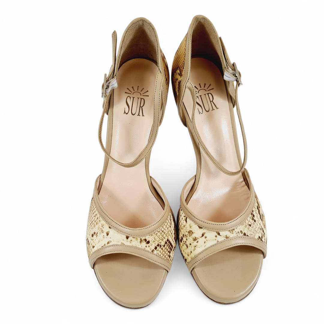 ODETTE  Raso Pitone Oro tacco 8