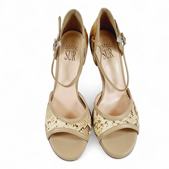 ODETTE  Raso Pitone Oro tacco 8