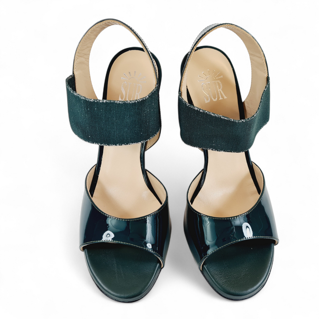 MALAGUENA Vernice Verde Bosco  tacco 8