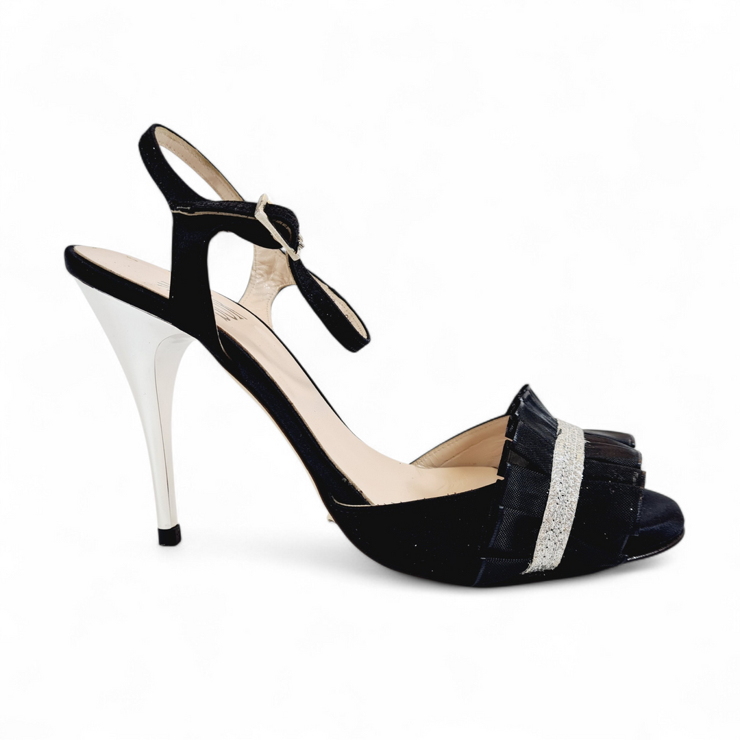 ISABELLA RUCHE Black Satin Heel 10