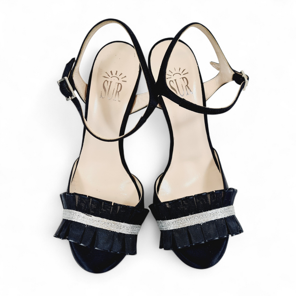 ISABELLA RUCHE Black Satin Heel 10
