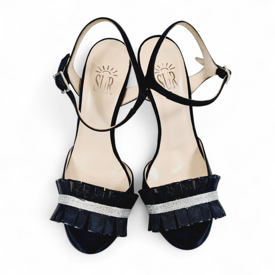 ISABELLA RUCHE Black Satin Heel 10