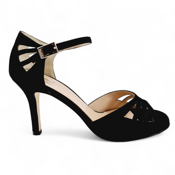 FELICIA Camoscio Nero tacco 8