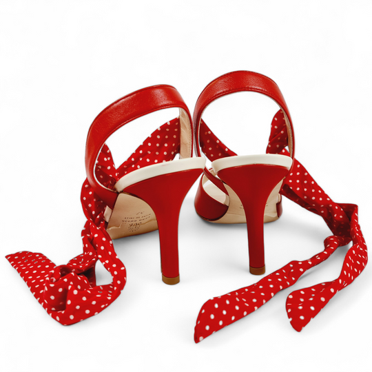 PALOMA  Nappa Rosso-Panna Pois  tacco 8