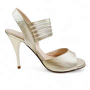 MALAGUENA Nappa Laminate Platinum Stripes Heel 10