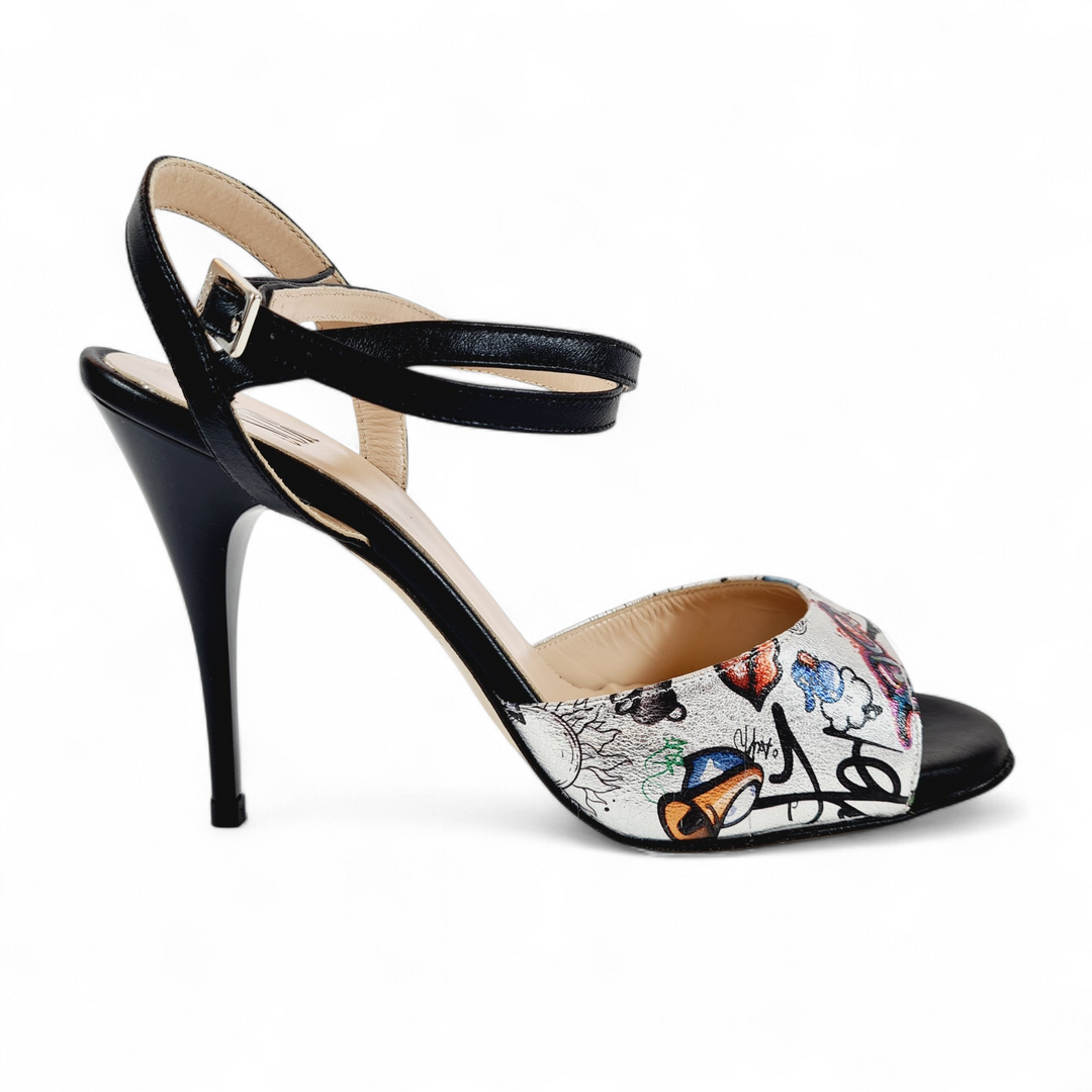 GRACE  Stampa Fumetto Nero Argento tacco 10