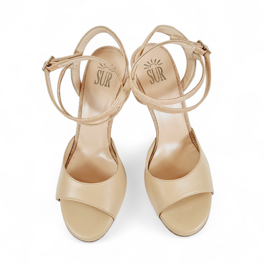 GRACE  Nappa Nude Beige- Miniglitter  tacco 8