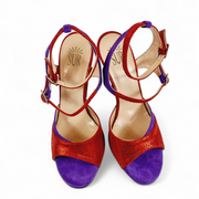 FIONA Printed Red Suede Purple Heel 10