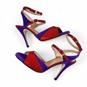 FIONA Printed Red Suede Purple Heel 10