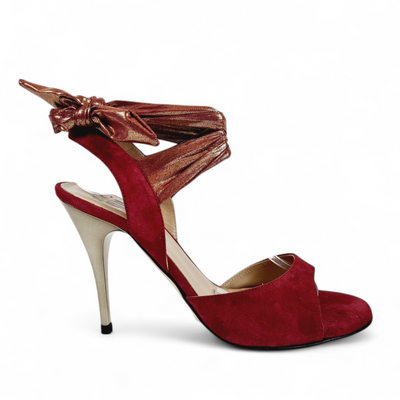 PALOMA Suede Bordo' Bronze heel 10