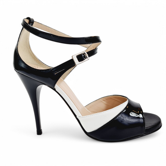 ANAIS FIONA Patent Black White Heel 10