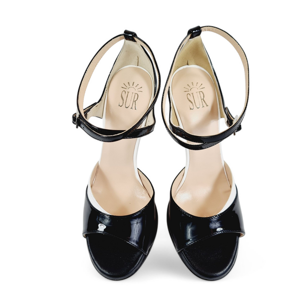ANAIS FIONA Patent Black White Heel 10
