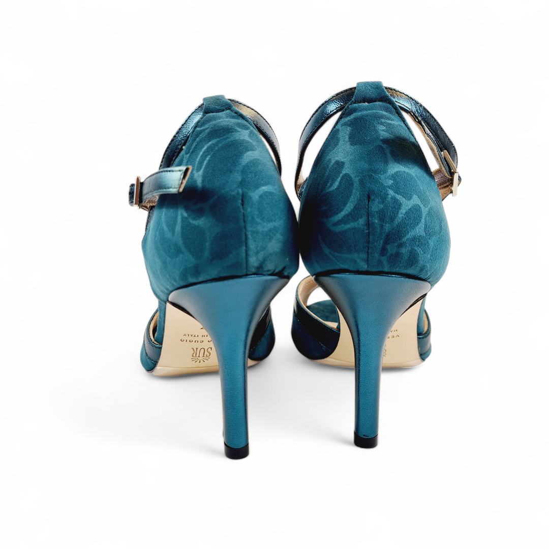 FARAH-TURANDOT   Raso- Laminato Pavone tacco 8