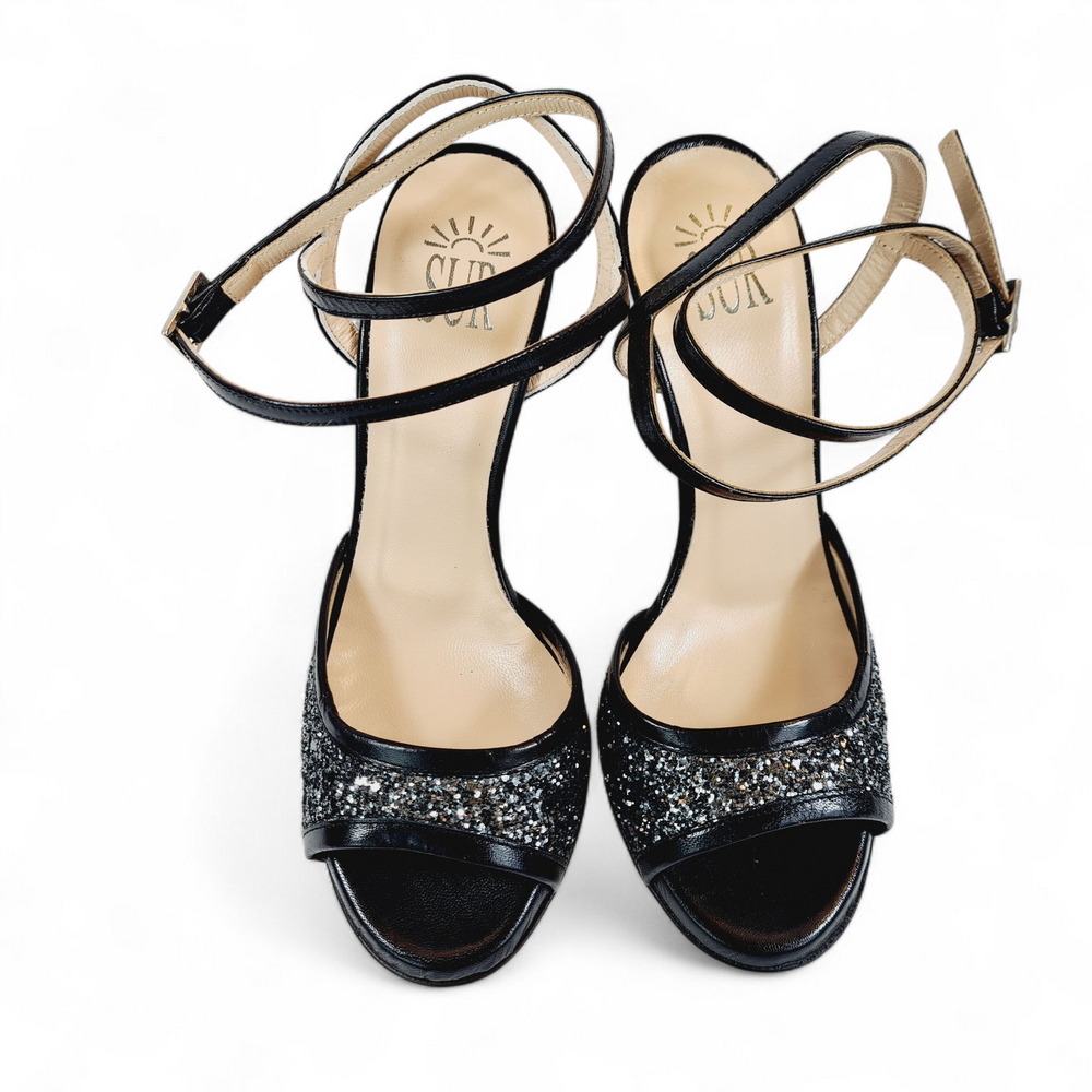 FEMME Glitter Piombo - Nappa Nera tacco 10