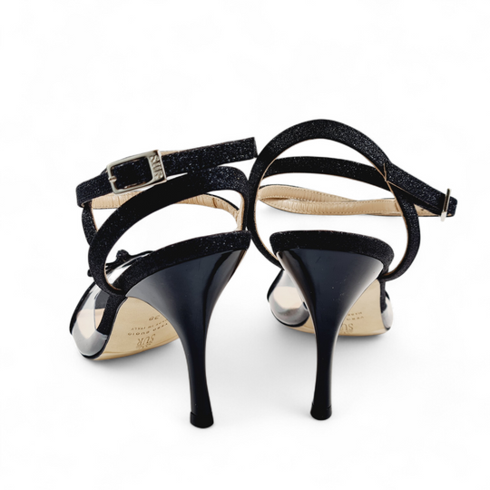 MAGALINA  PVC  - Miniglitter Nero  tacco 8