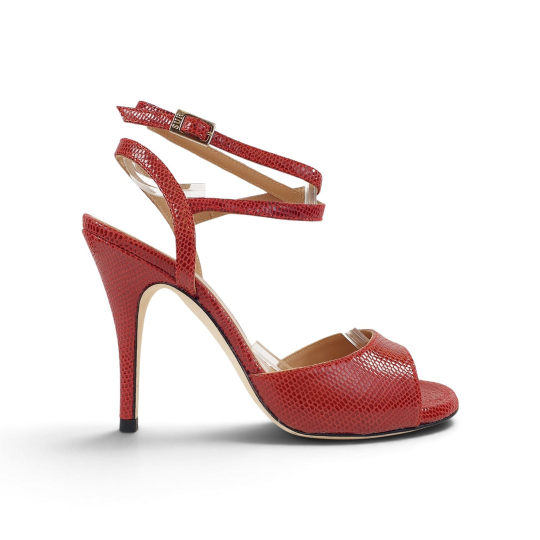 GRACE 1  Stampa Lizard Rosso tacco 10