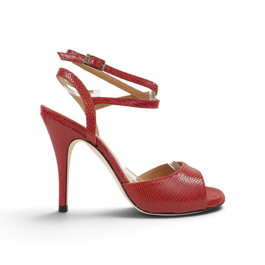 GRACE 1  Stampa Lizard Rosso tacco 10