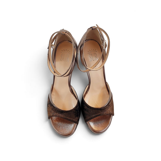 FARAH-YOANA   Ciniglia- Laminato Cioccolato Bronzo tacco 8