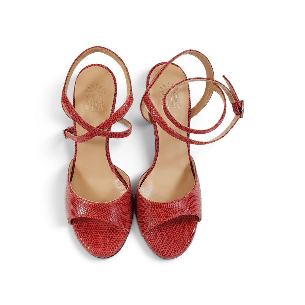 GRACE 1  Stampa Lizard Rosso tacco 10