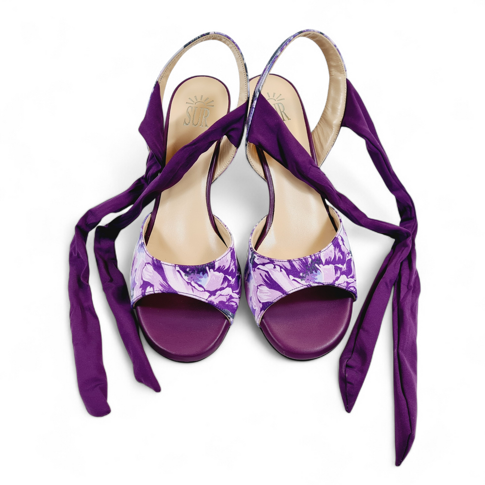 PALOMA  Raso Fiori Viola   tacco 7