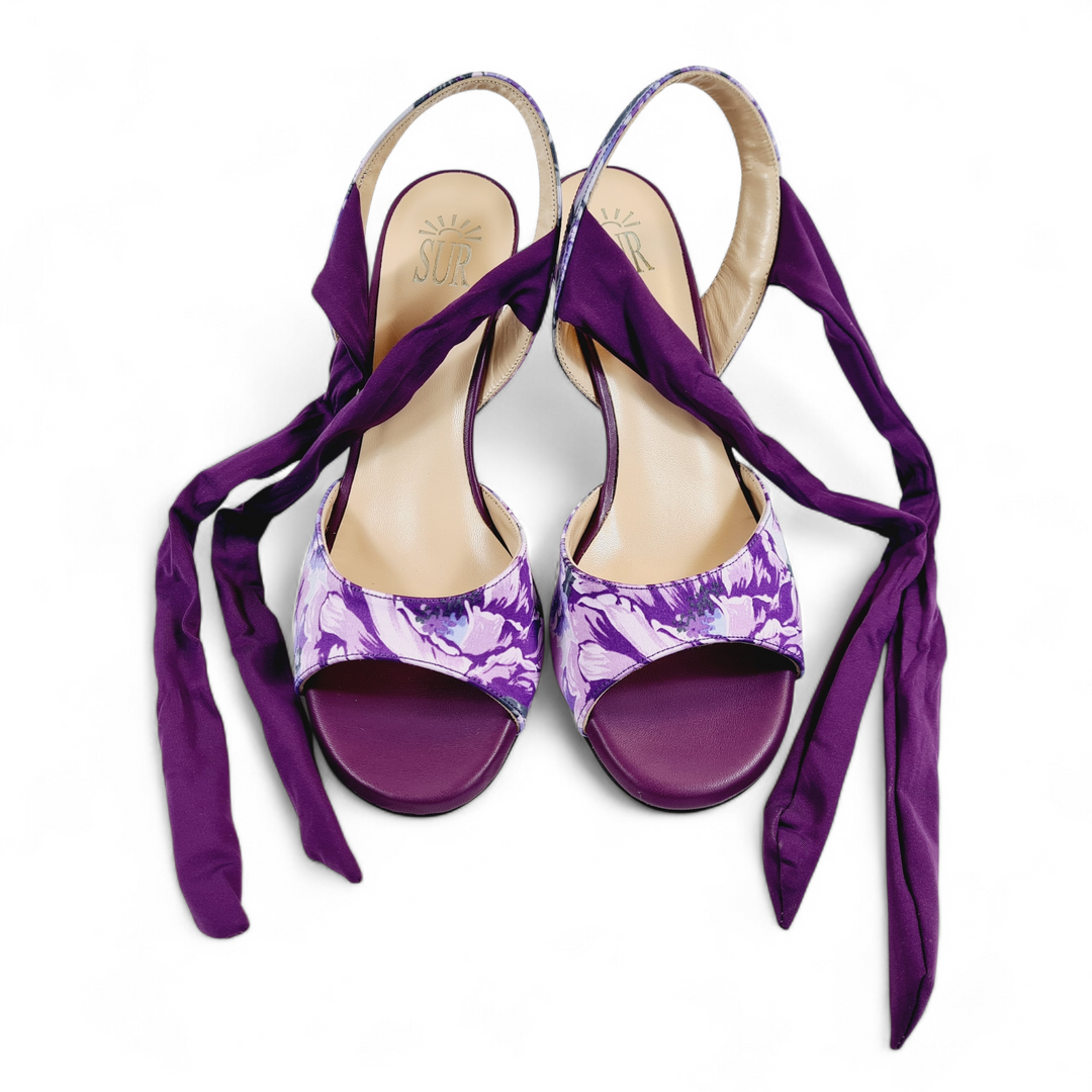 PALOMA  Raso Fiori Viola   tacco 7