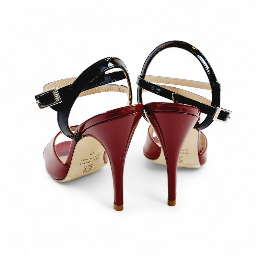 GRACE Vernice Bordo' Nero tacco 10