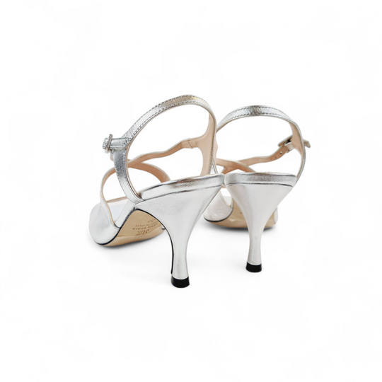 DITA  Nappa Laminata Argento  tacco 7