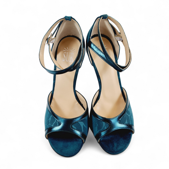 FARAH-TURANDOT   Raso- Laminato Pavone tacco 8