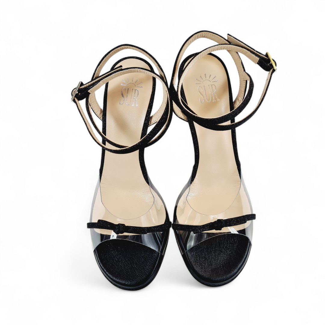 MAGALINA  PVC  - Miniglitter Nero  tacco 8